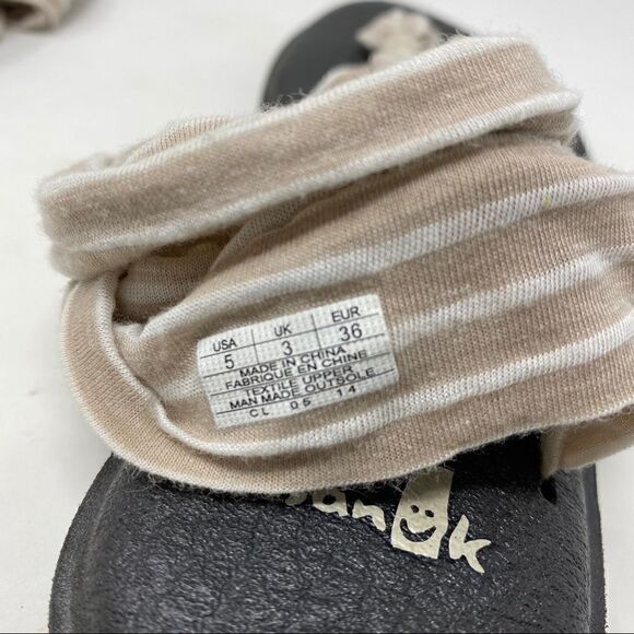 Sanuk 5 Yoga Sling Back Cream Stripe BOHO Summer Beach Comfy Sandals - Picture 9 of 9